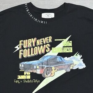 Reigning Fury x Shelbito Tokyo T-Shirt Men's XL Black Graphic Muscle Car Tee